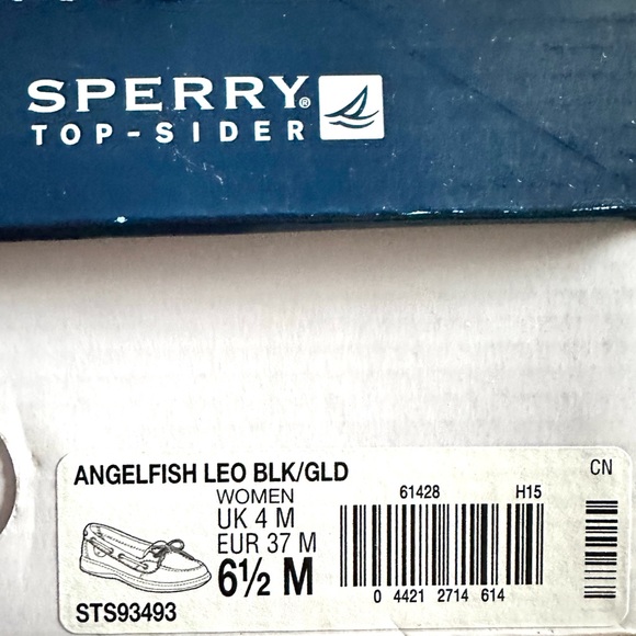 SPERRY Angelfish Black/Gold Boat Shoes SPERRY Women’s Shoes Cheetah Sperrys - Picture 8 of 8